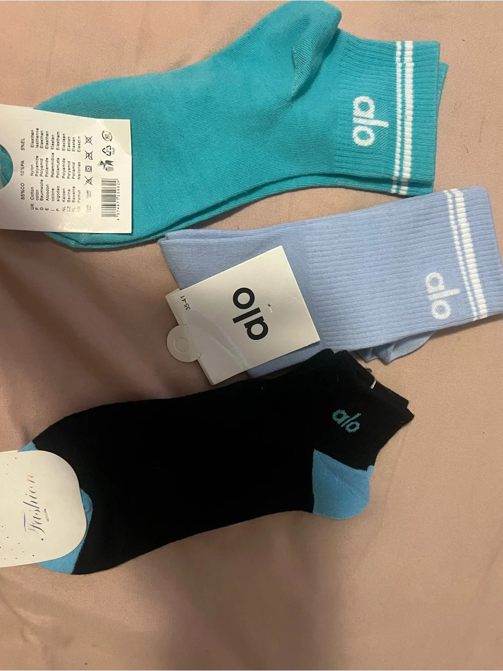 Yoga 3-Pack Athletic Socks - Teal, Light Blue, Black Bundle